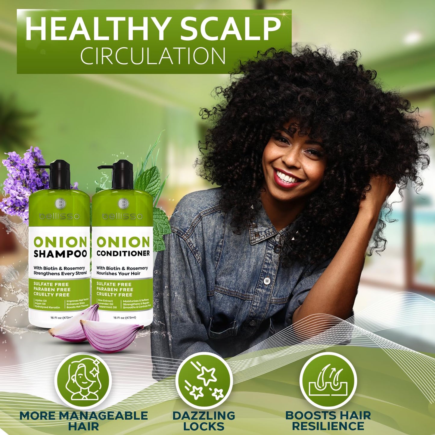Onion Shampoo and Conditioner Set - Rosemary & Biotin Thickening Formula for Thinning Hair | Hydrating & Sulfate-Free