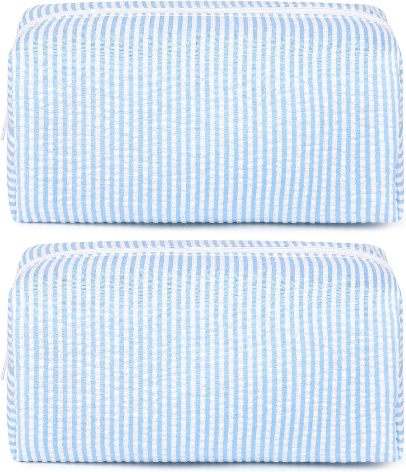 Bridesmaid Proposal Gifts - 6PCS Corduroy Blue Makeup Bags | Wedding Party Favors & Toiletry Organizers