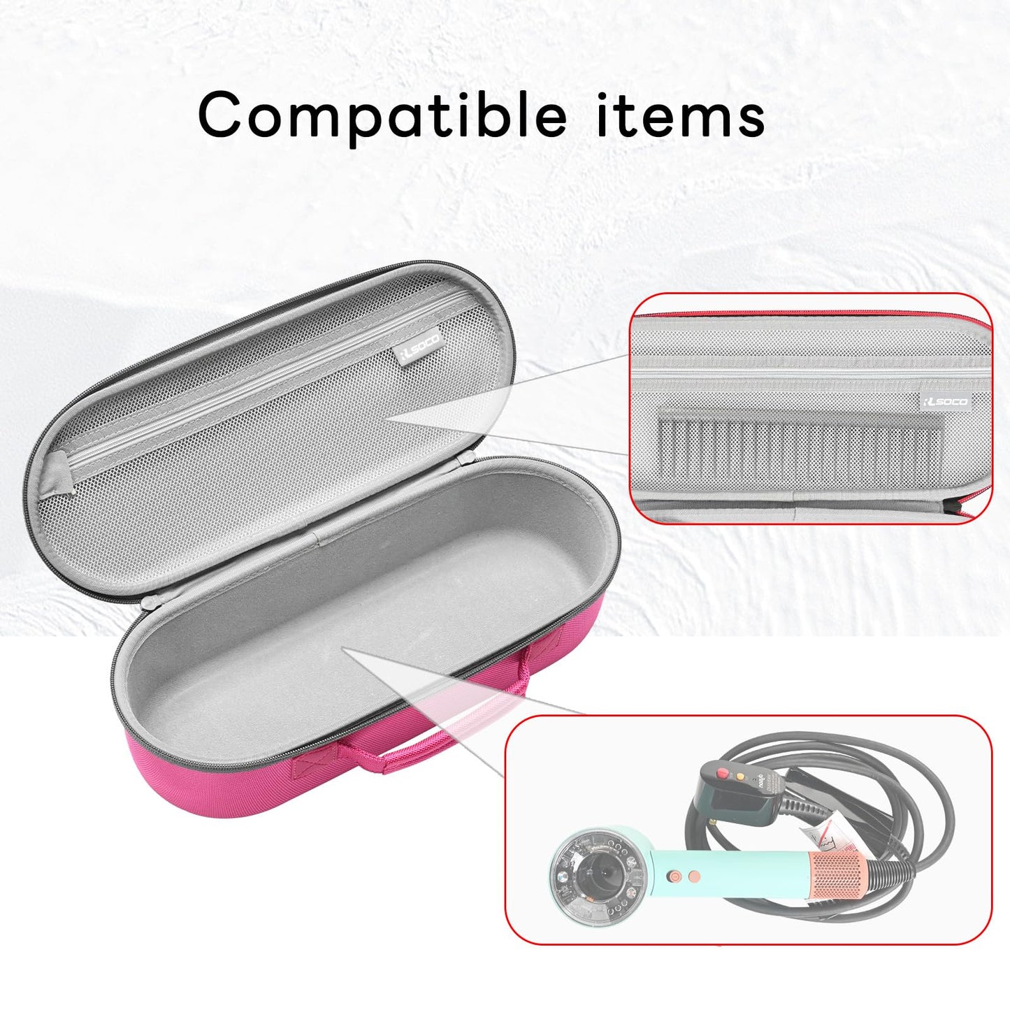 RLSOCO Travel Case for Dyson Supersonic/Supersonic Nural Hair Dryer & Dyson Airwrap/Airwrap i.d./Airwrap Co-anda2x Multi-Styler, Storage Hair Dryer/Airwrap Only for easy travelling - Pink