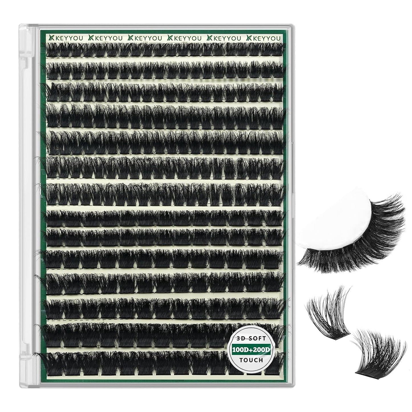 KEYYOU 3D Eyelash Clusters - 280pcs Wispy Volume Lashes | 80D D Curl, 9-18mm Mix