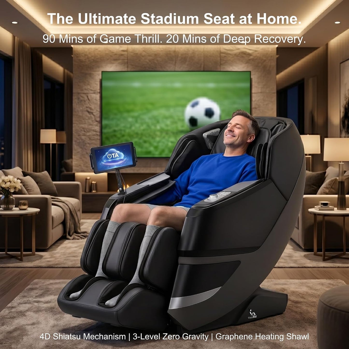 MassaMAX 4D Massage Chair - Full Body Recliner with OTA Cloud Tech, 27 Auto Modes | AI Voice Control, Zero Gravity, Heating