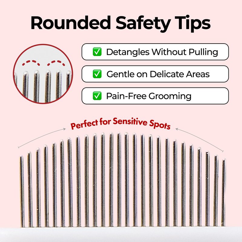JAYU PET Facial Grooming Comb - Dog Eye Combs, Stress-free Eye Gunk Remover for Dogs & Cats, Pet Facial Brush, Cat Grooming Kit, Stainless Steel Deshedding Comb (1ea)