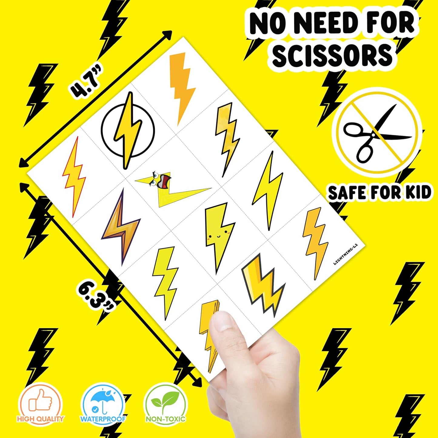 Lightning Bolt Temporary Tattoos - 96PCS Weather-Themed Stickers | Cute Waterproof Body Art for Kids