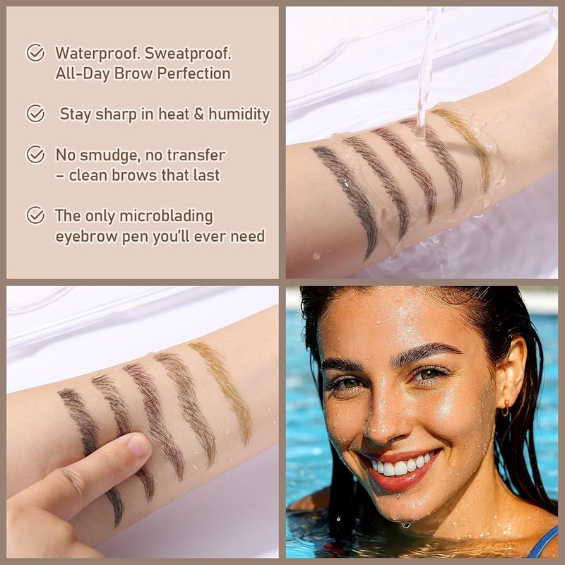 Dual-Ended Microblading Eyebrow Pencil - 2-In-1 Liquid with Curved Tip & Waterproof Formula | 04 Black Brown