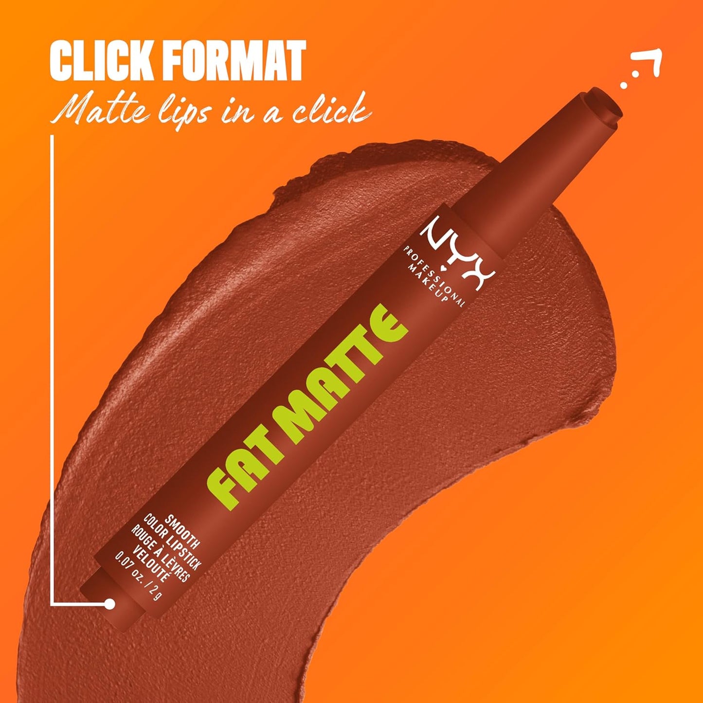 NYX Fat Matte Lipstick - Pigmented, Smoothing, Non-Drying Lip Crayon | Long Lasting Vegan Makeup - Beary Nude (Warm Brown)