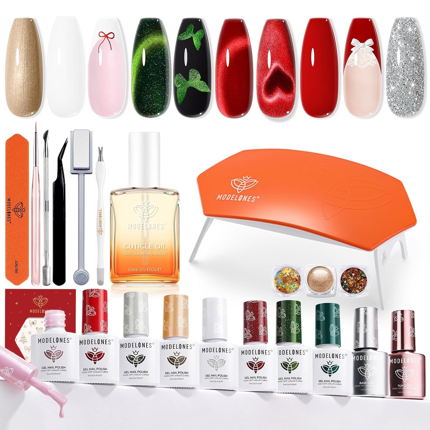 Modelones 5D Cat Eye Nail Magnet Tool Set - 360° Rotating U-Shaped, Ball, Hole & Heart Magnets for Gel Polish Art | 5 Pieces