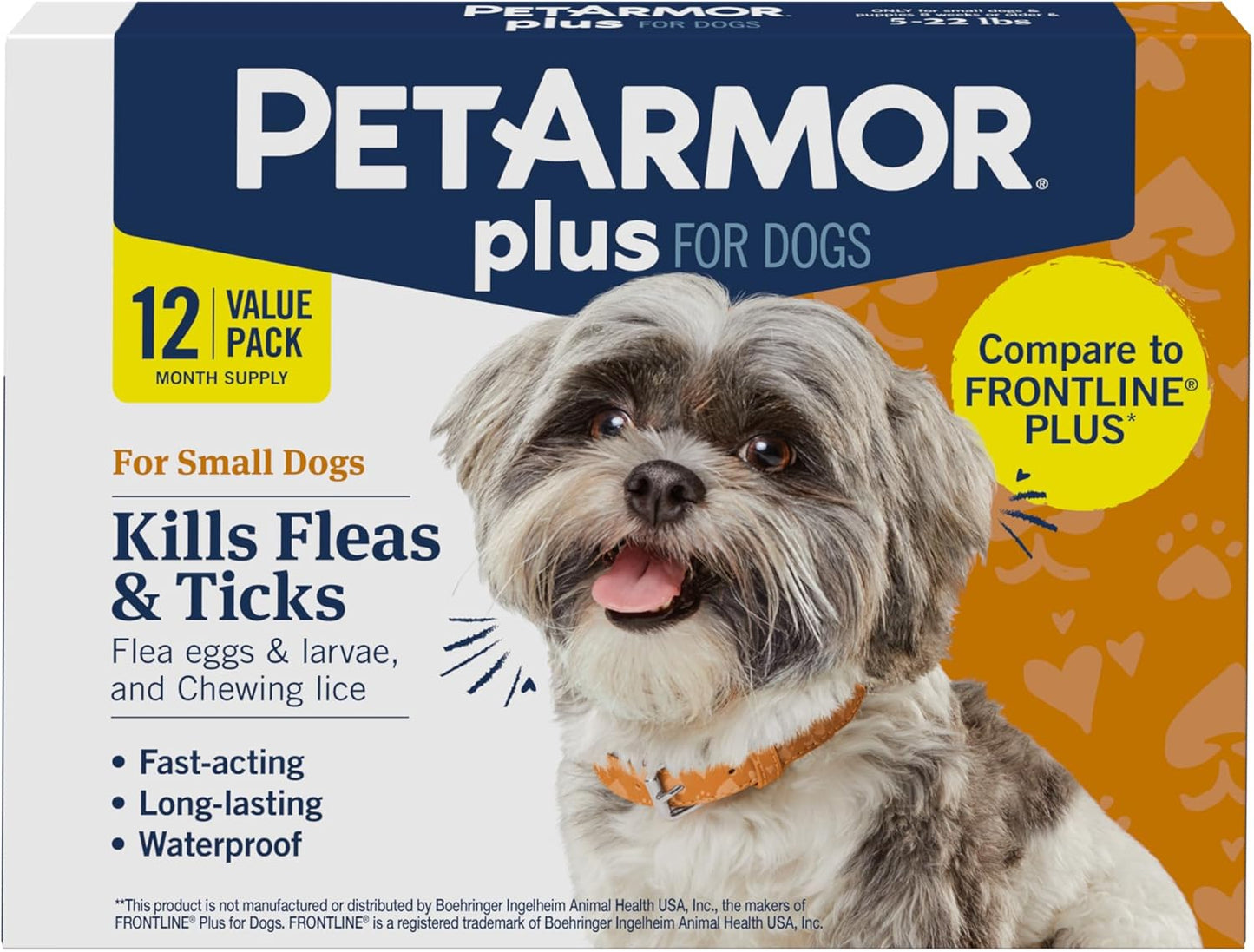PetArmor Plus Flea and Tick Prevention for Dogs - Fast-Acting Waterproof Treatment | 3 Doses for Small Dogs (5-22 lbs)
