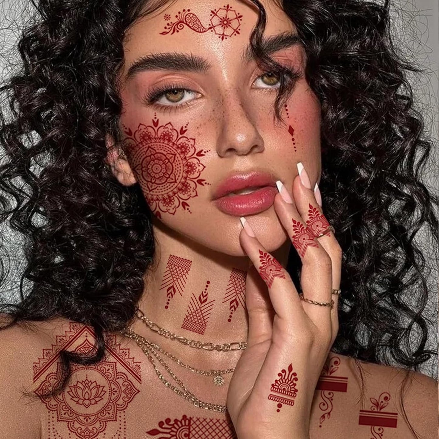 Henna Tattoos - 8 Waterproof Temporary Stickers for Women | Sexy Peacock & Lotus Designs for Parties, Halloween, Body Art