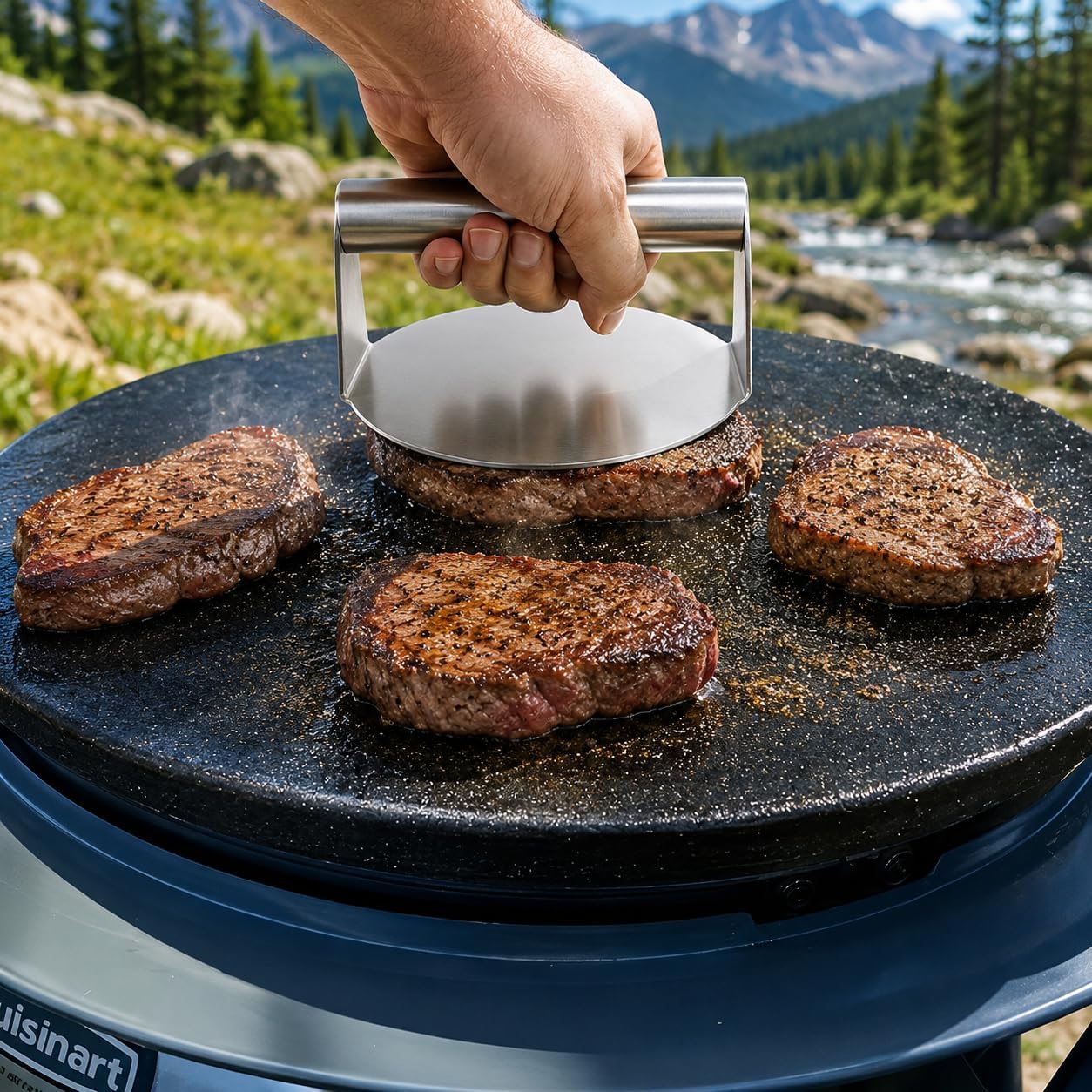 Stainless Steel Burger Press & Patty Maker - Non-Stick Hamburger Smasher for Grill | BBQ Tool (1pc)