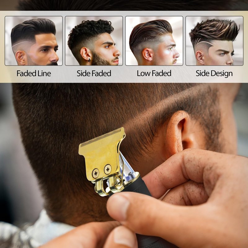 Cutting Edge T-Blade Trimmer for Men, Hypoallergenic T-Blade Trimmer with 4 Guide Combs (1mm, 2mm, 3mm, 4mm) LCD Screen, Rechargeable 120 Minute Run-Time, Bump-Free & Irritation-Free, Ergonomic Design