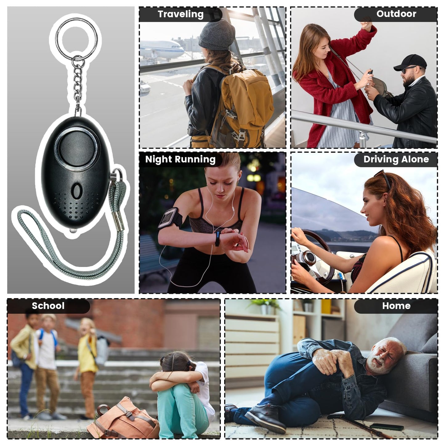 Jsngbse Safety Keychain Set for Women, Safety Keychains for Women Accessories Kit with Card Holder, Bottle Opener