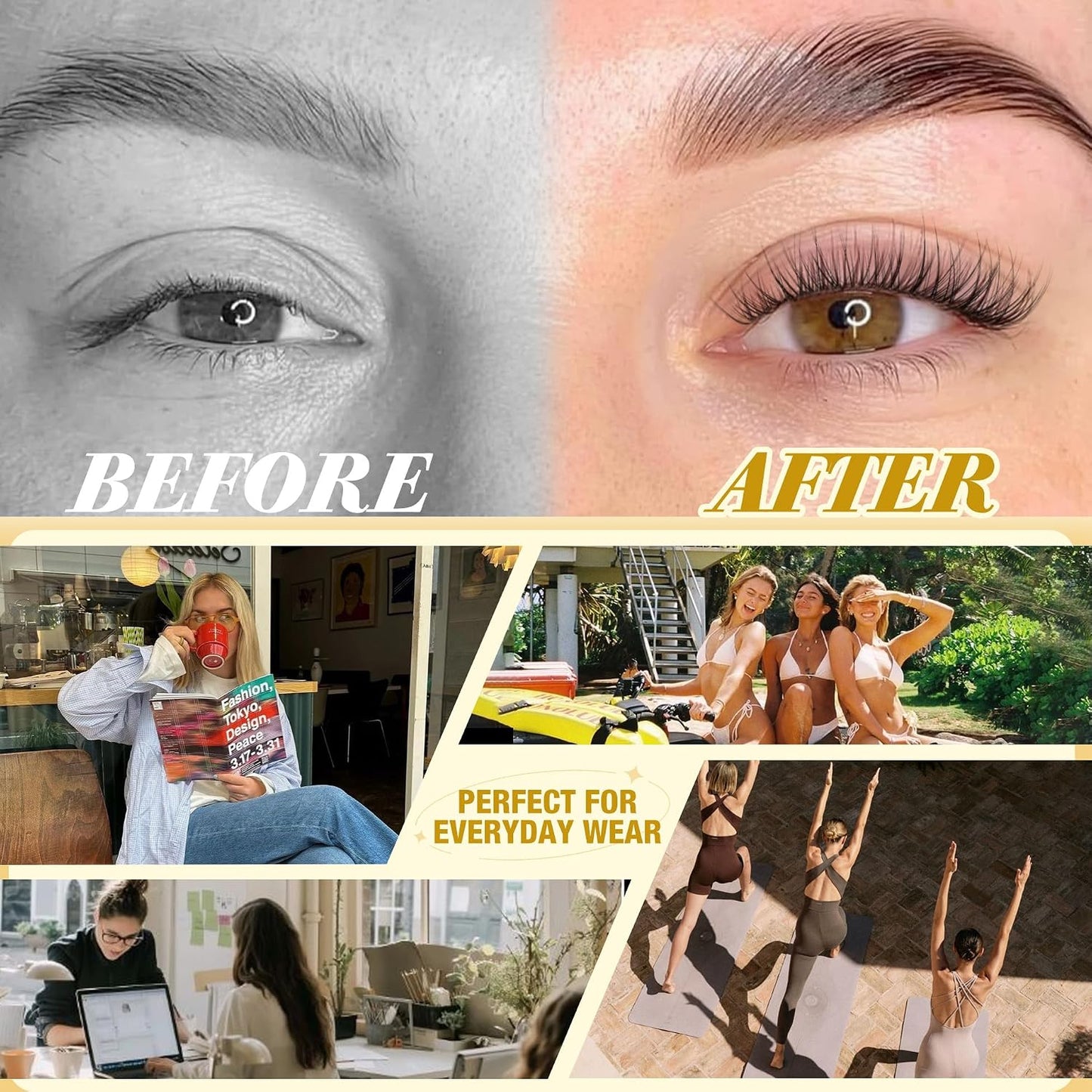 Natural Cluster Eyelash Extensions - Short Lash Clusters 8-10-12MM | CC-Curly Wispy Individual Lashes, 144 Pcs
