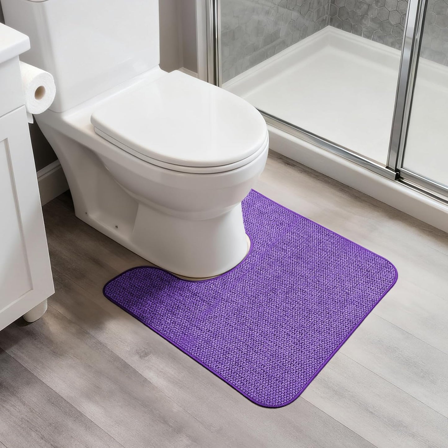 Ultra Thin Bath Mat - Non-Slip Rubber Bathroom Rug, Quick Dry & Absorbent | Grey, 1'5"x2'3" (17x27 Inch)