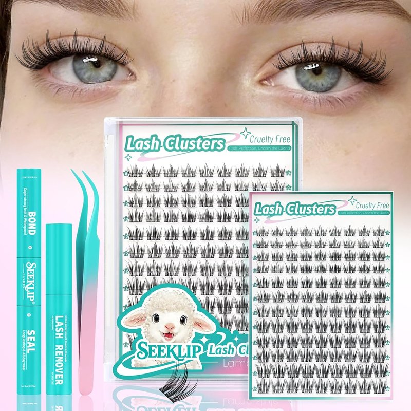 Manga Lash Clusters Kit - 8-16mm C Curl Natural Wispy Eyelashes | 108pcs Individual Lashes with Bond, Seal Remover & Tweezers
