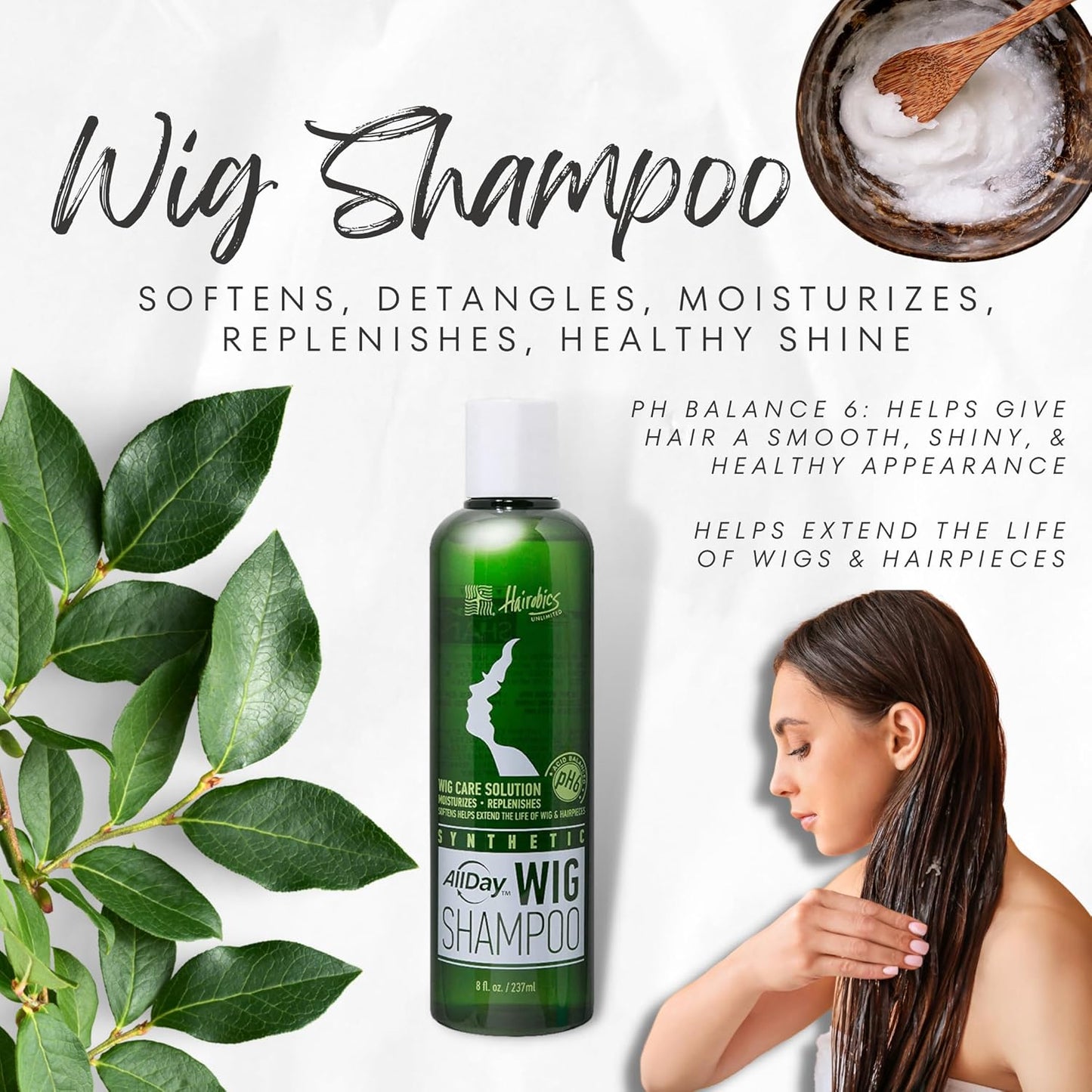 AllDay Locks Synthetic Wig Shampoo - Gently Cleanse & Detangle Synthetic Hair | pH Balanced, Paraben-Free - 8 oz