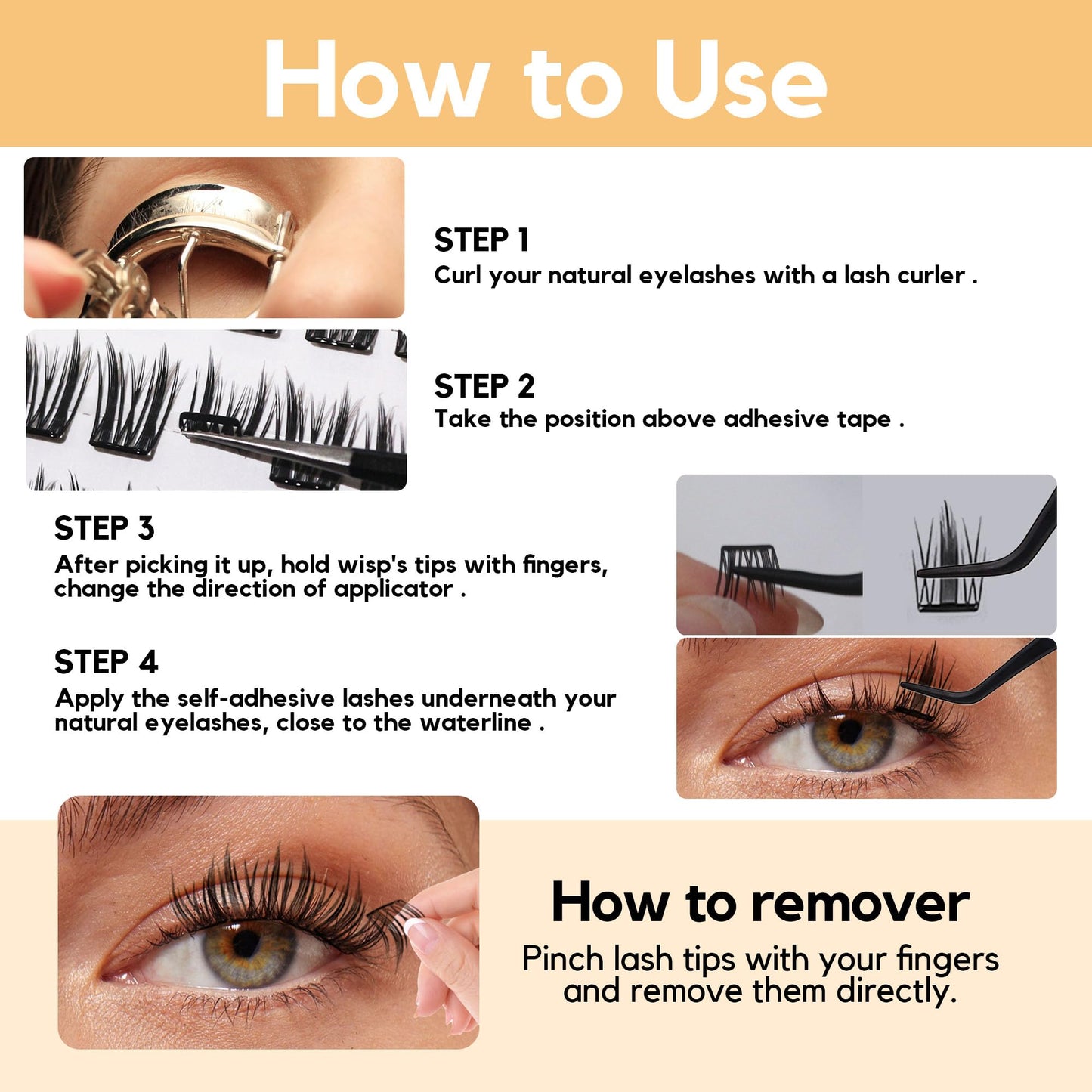 LA MAESII Self Adhesive Lash Clusters Kit, 10-14mm Self Adhesive Eyelashes Kit, DIY Eyelash Extensions, Natural Look Lashes No Glue Needed(R9-04)