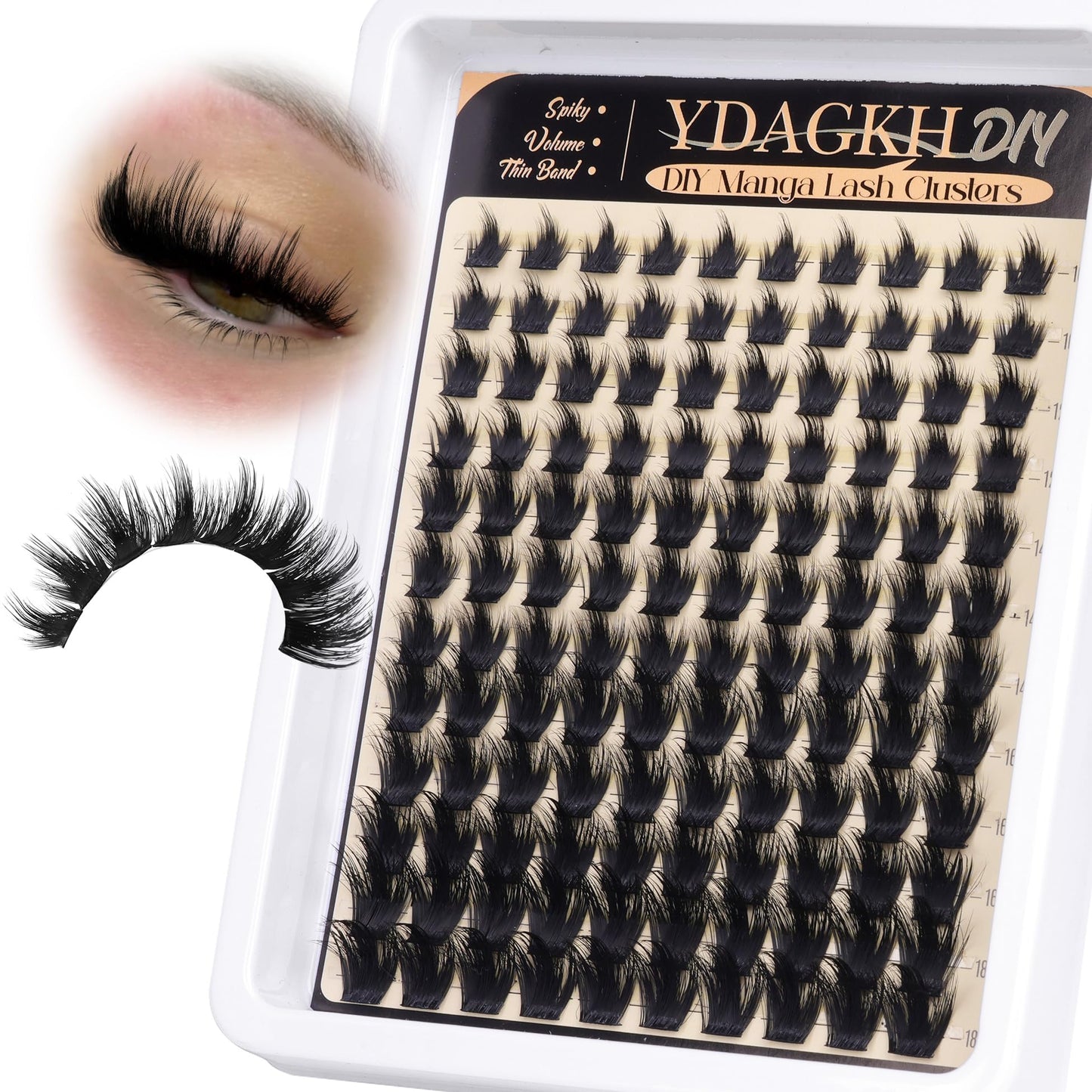 Manga Lash Clusters with Spikes Thick Volume Eyelash Clusters Wispy Spiky Lash Extension Fluff 10-18mm Anime Cluster Eyelash Extensions DIY Mega Eyelash Extension 120Pcs by YDAGKH