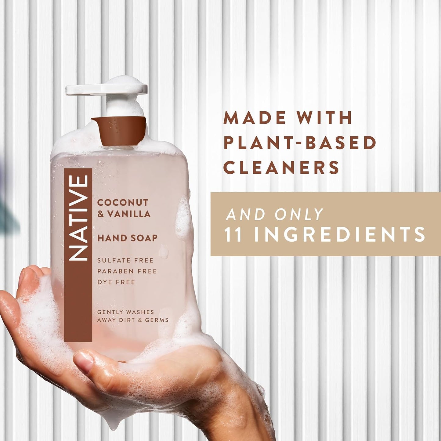 Native Liquid Hand Soap - Coconut & Vanilla Scent | Non-Drying Formula, Plant-Based Cleansers, 13 oz Bottle