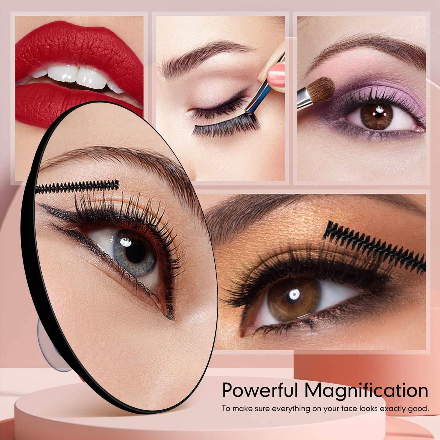 Suupvaor Magnifying Mirror 40X with Suction Cups, Large 6inch Travel 40X Magnified Round Makeup Mirror with High Magnification, Make up Mirror with Tweezers Sets