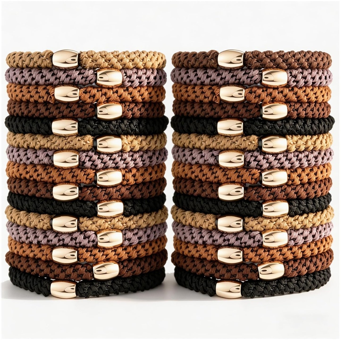 Hair Ties for Women - 30 Pcs Thick Braided No Crease Hair Ties | Damage-Free Ponytail Holders in Neutral Colors