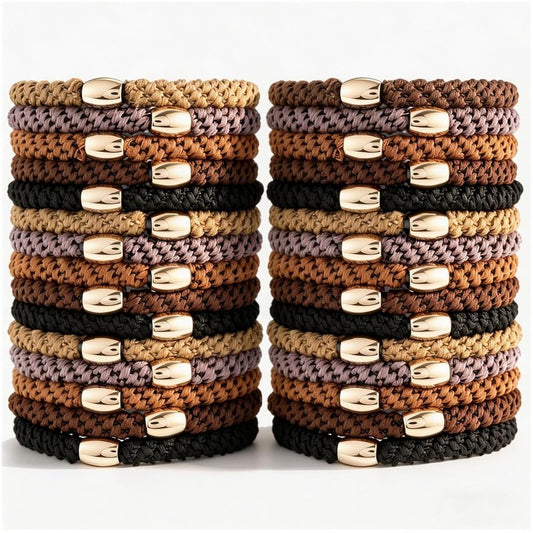 Hair Ties for Women - 30 Pcs Thick Braided No Crease Hair Ties | Damage-Free Ponytail Holders in Neutral Colors