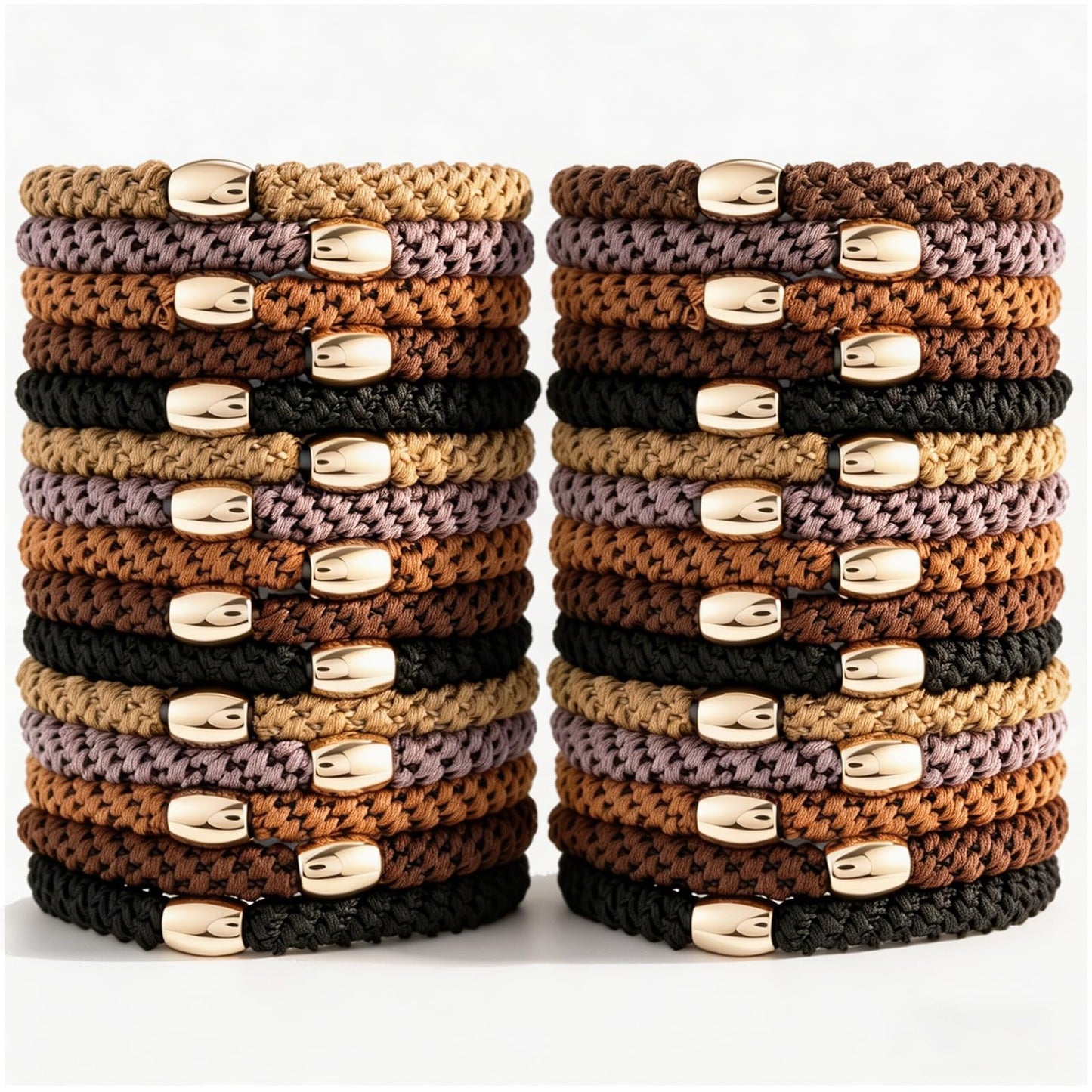 Obeoby Hair Ties for Women Thick Hair, 30 Pcs Braided Damage-free No Crease Hair Ties Bulk - Elastics Hair Rubber Bands Ponytail Holders Hair Accessories (Neutral Colors)