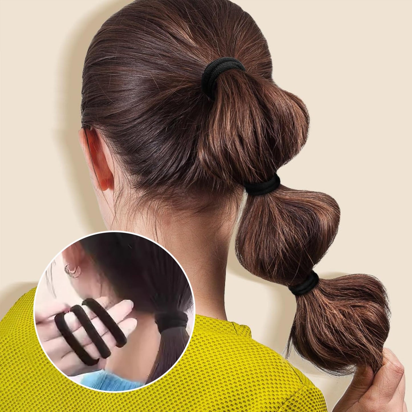 100Pcs Elastic Hair Ties, Thick Seamless Hair Bands No Damage Soft Ponytail Holders Hair Accessories for Girls Women, Neutral