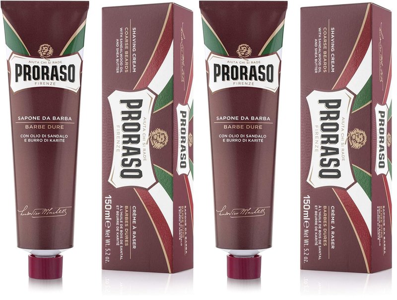 Proraso Shaving Cream - Sandalwood Oil & Shea Butter - Moisturizing & Nourishing Shave Cream for Coarse or Hard Beards - Premium Italian Shaving for Men - 5.2oz,(Pack of 2)