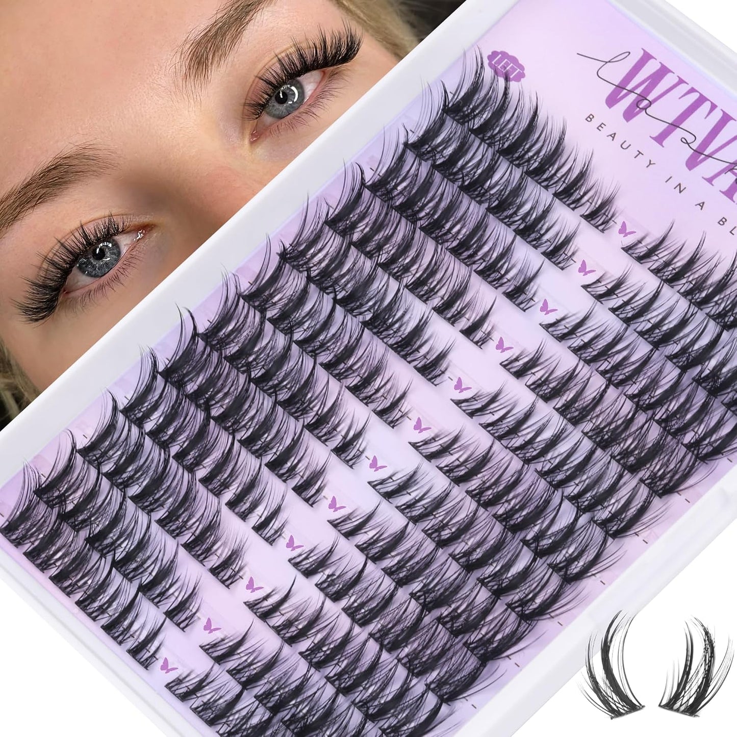 Natural Lash Clusters - Wispy Eyelash Extensions for DIY Glam | 8-14mm Lengths with 6mm Bottom Lashes