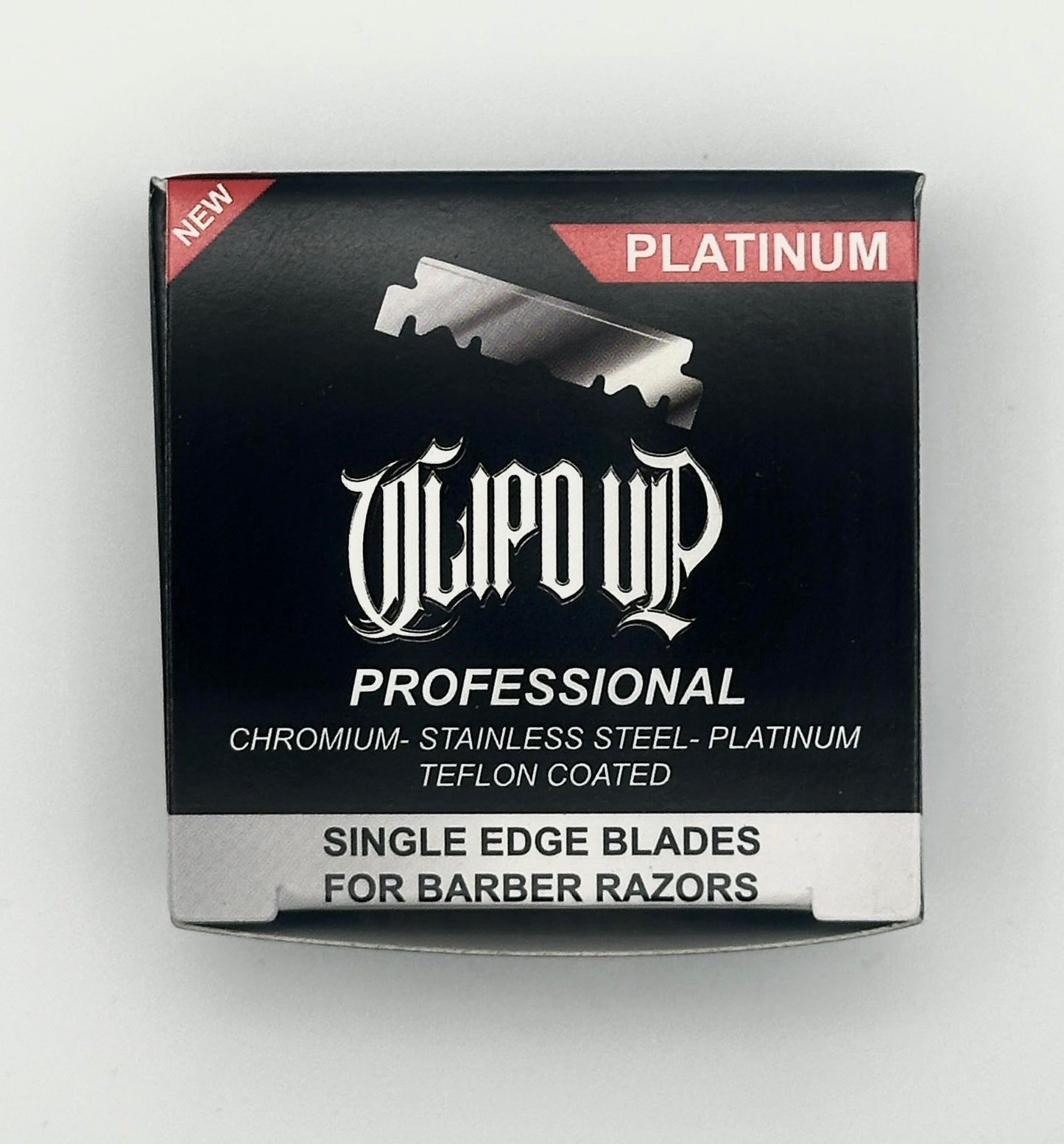 Professional Platinum Single Edge Barber Razor Blades, 100-Pack, Chromium Stainless Steel, Teflon Coated CLIPD UP
