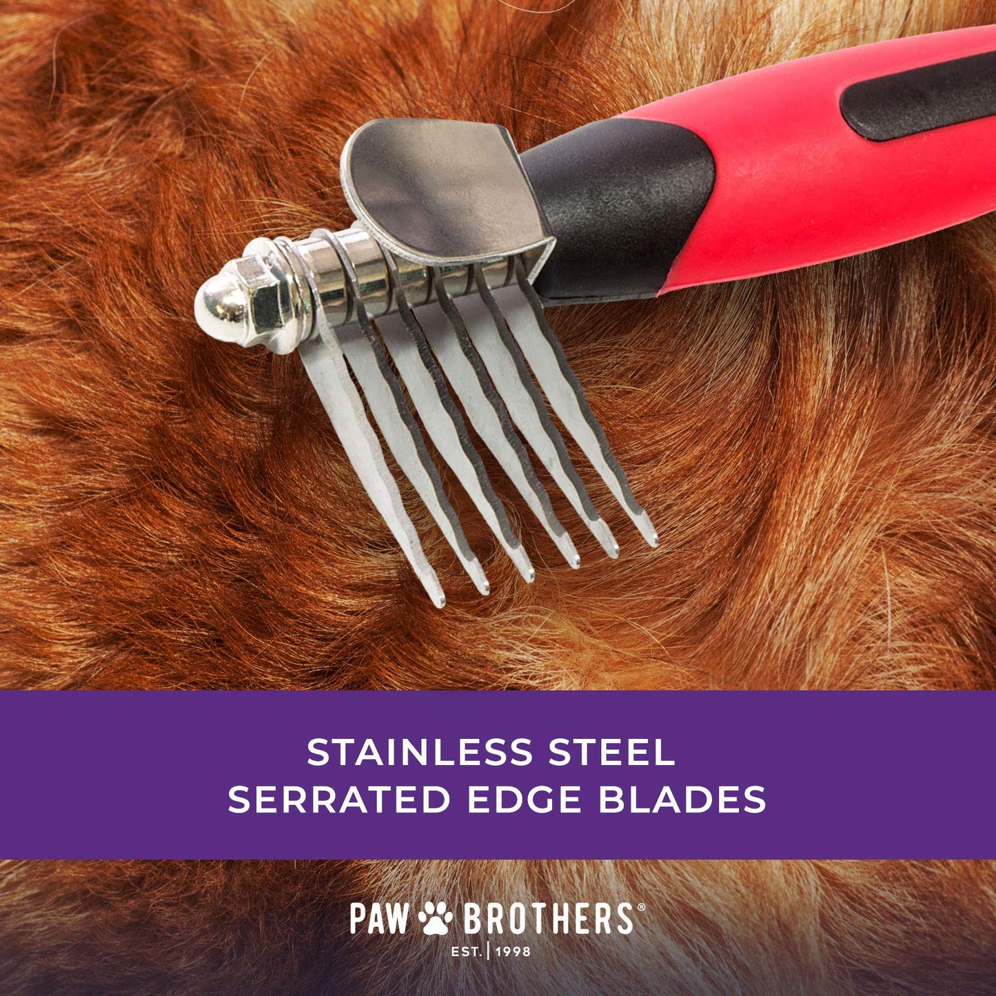 RYAN'S PET SUPPLIES Paw Brothers 6-Blade Mini Dematting Tool for Dog Grooming, Professional Grade, Stainless Steel Blades, Comfort Grip, Gentle on Skin