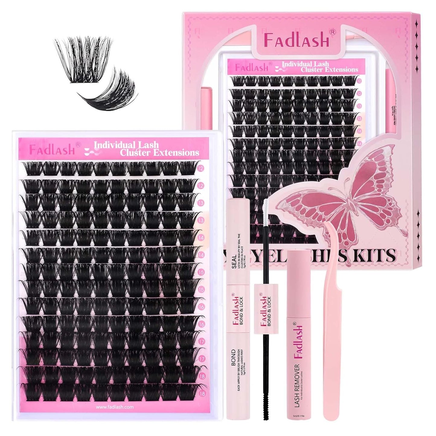 Cluster Lashes - D Curl Wispy Individual Eyelash Extensions for Natural Look | Reusable Fluffy DIY Kit (12-18mm Mix)