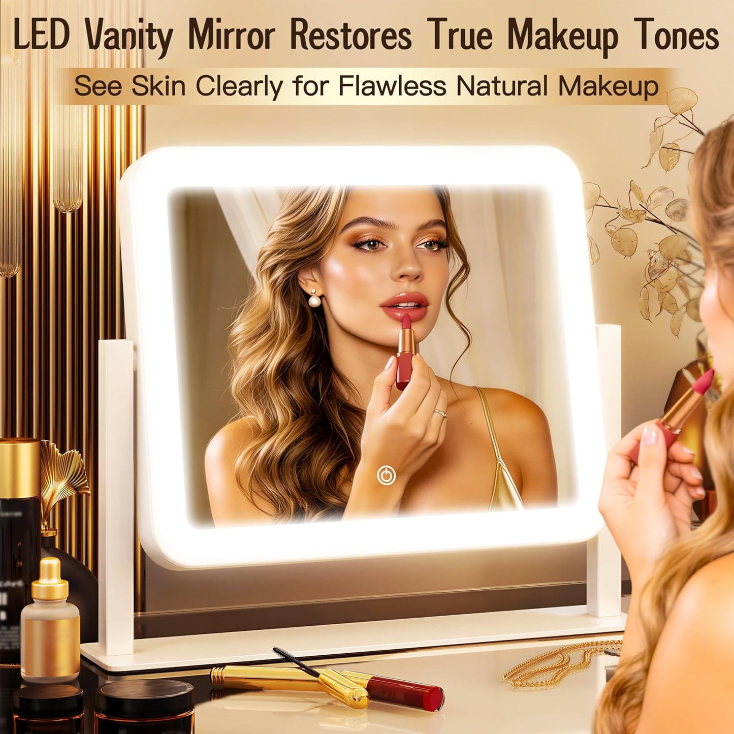 LED Makeup Vanity Mirror with Lights - 3 Color Modes, Dimmable & Memory Function | 12" x 14", White