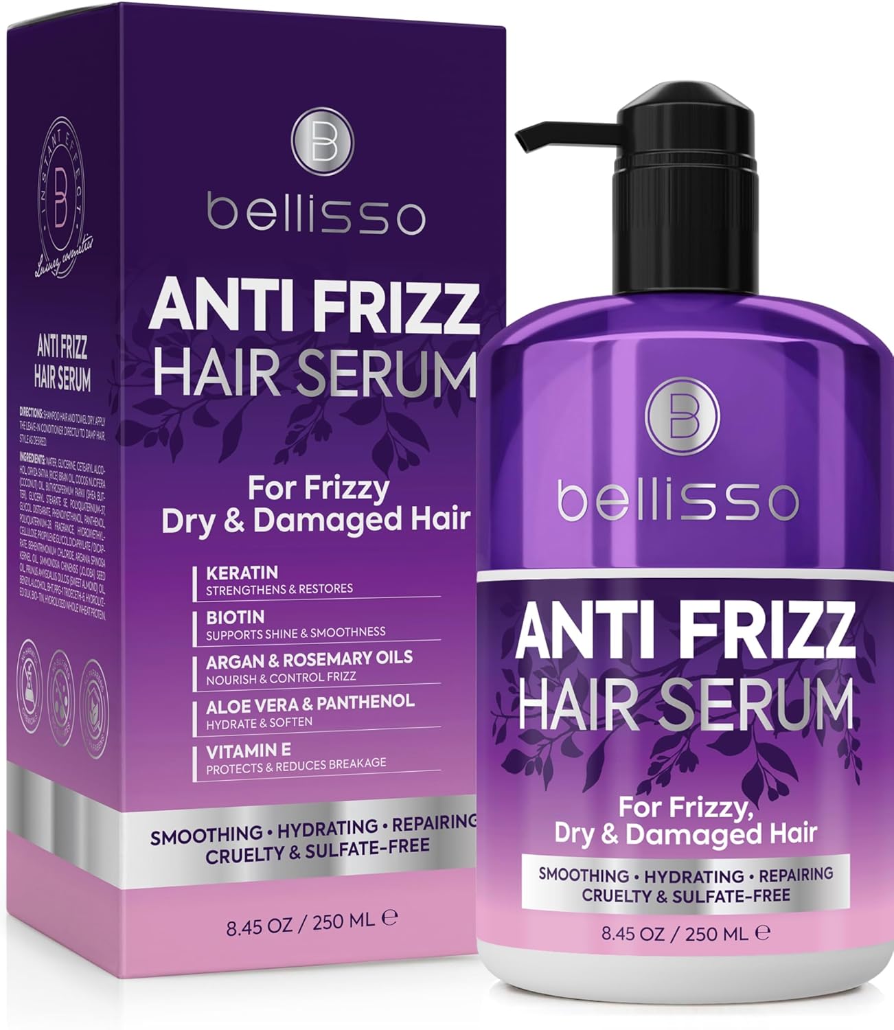 Anti Frizz Hair Serum - Humidity Control for Frizzy, Damaged Hair - 8.45 Fl Oz | Smoothing & Styling Solution