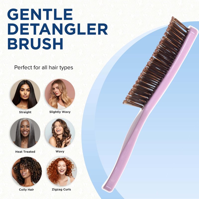 GIORGIO Hair Brush for Men and Women, Gentle Mini Hair Detangler Brush, Dual Length Bristles, Scalp Massager, Travel Detangling Brush, All Hair Types, Pink