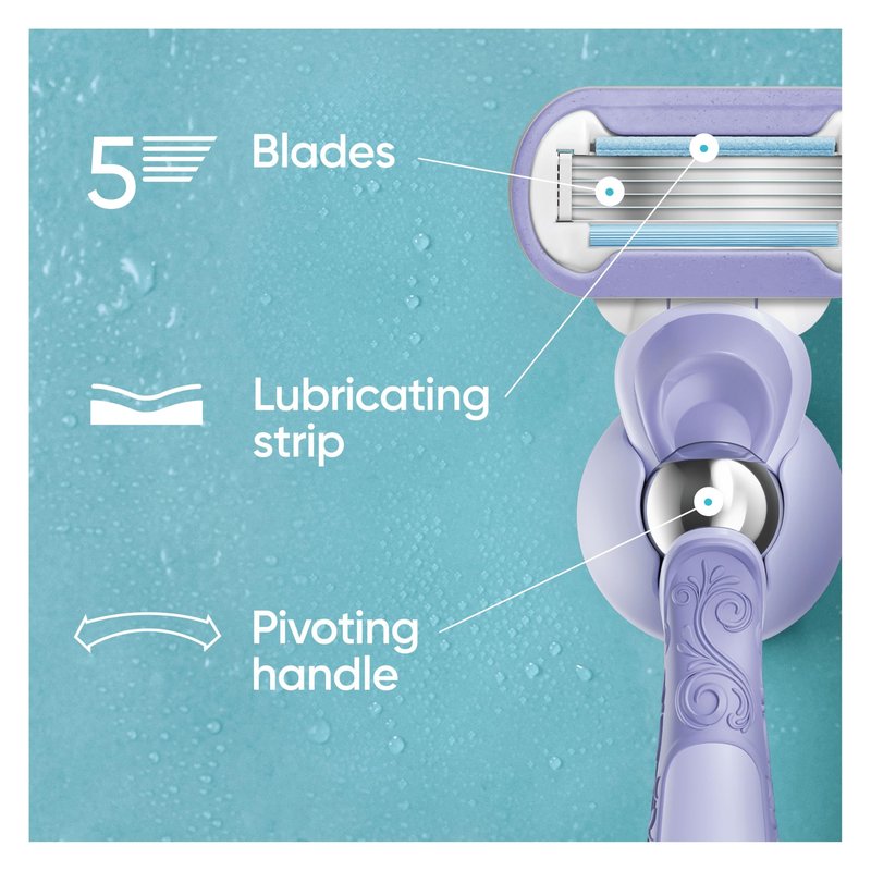 Gillette Venus Deluxe Smooth Swirl Women's Razor + 3 Razor Blade Refills, with Flexiball Technology, Lubrastrip with A Touch of Vitamin E