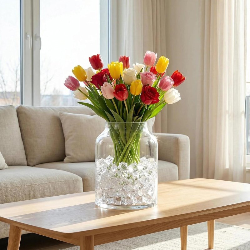 Fake Ice Cubes - 160 Pcs Acrylic Rocks for Vases | Decorative Gems, Sensory Bin Filler, Table Confetti