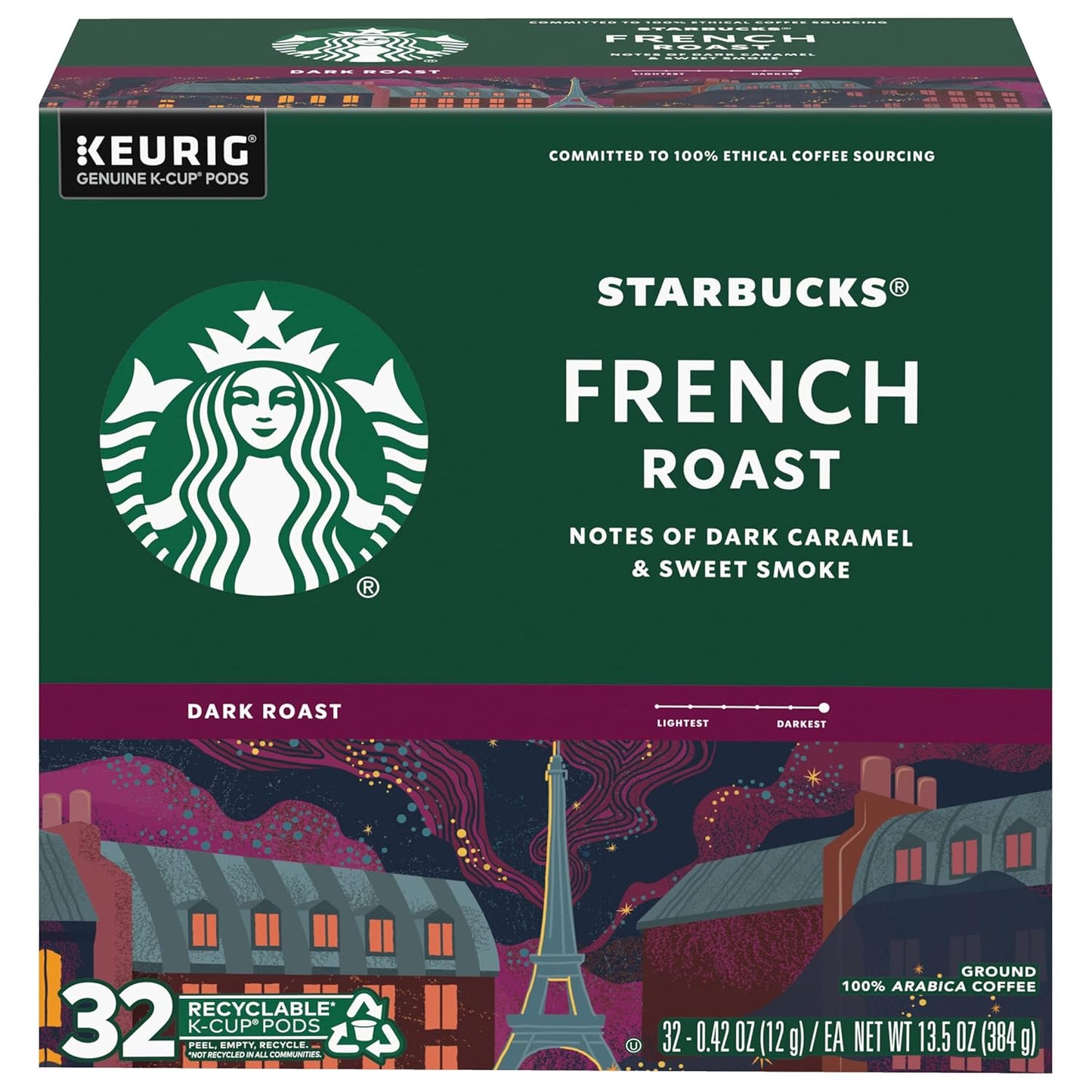 Starbucks K-Cup Coffee Pods - Dark Roast French Roast for Hot or Iced Coffee | 96 Count