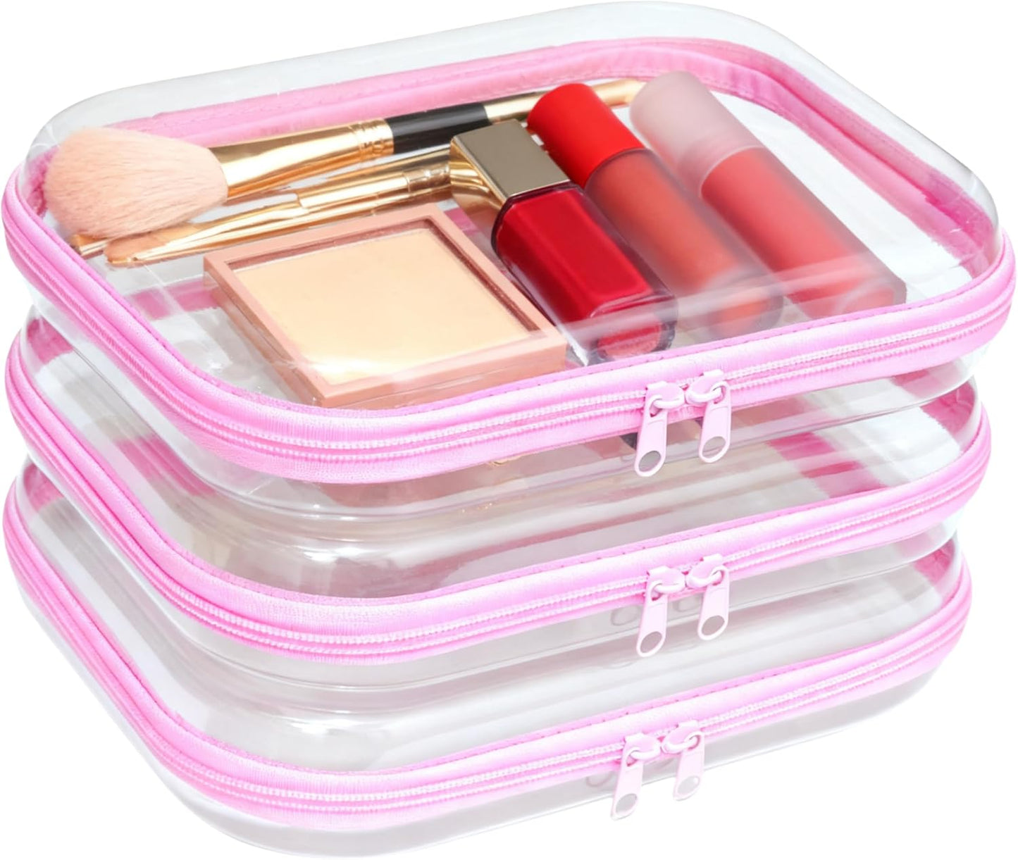 Clear Hard Plastic Zipper Case Set - Portable Travel Organizer for Makeup, Toys, Snacks | 3PCS