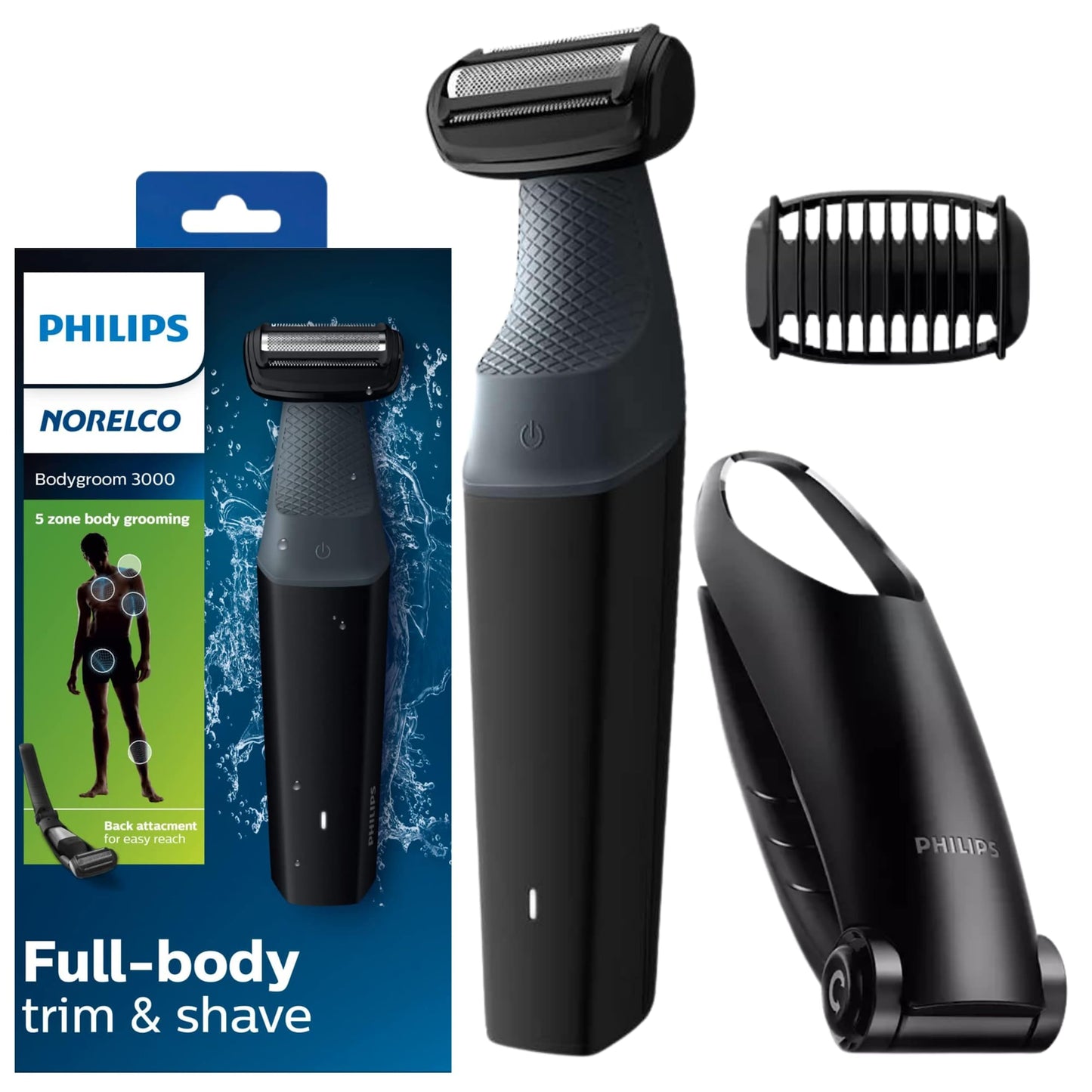 Philips Norelco Body Groomer Series 5000 Body Shaver, Body Hair Trimmer for Men, Showerproof Manscaping Groin Trimmer for Men
