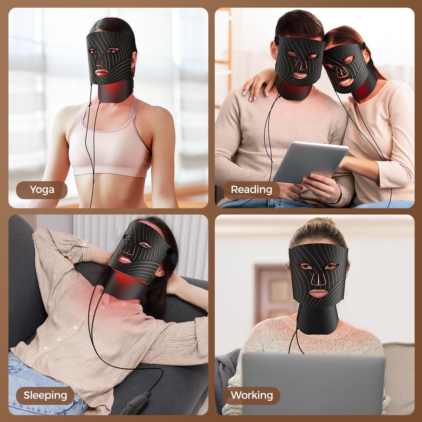 ONLUKY Red Light Therapy for Face,LED Face Mask Light Therapy with Neck Device,103 3-in-1 Light Beads,Remoter Rechargeable,Timing Function,Infrared Red Light Therapy Mask for Home