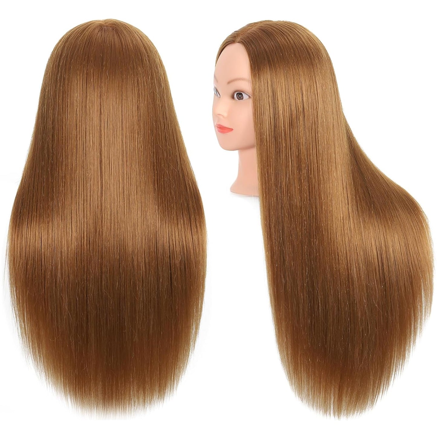 Mannequin Head - 80% Real Human Hair Cosmetology Practice Doll | 26"-28" Light Brown