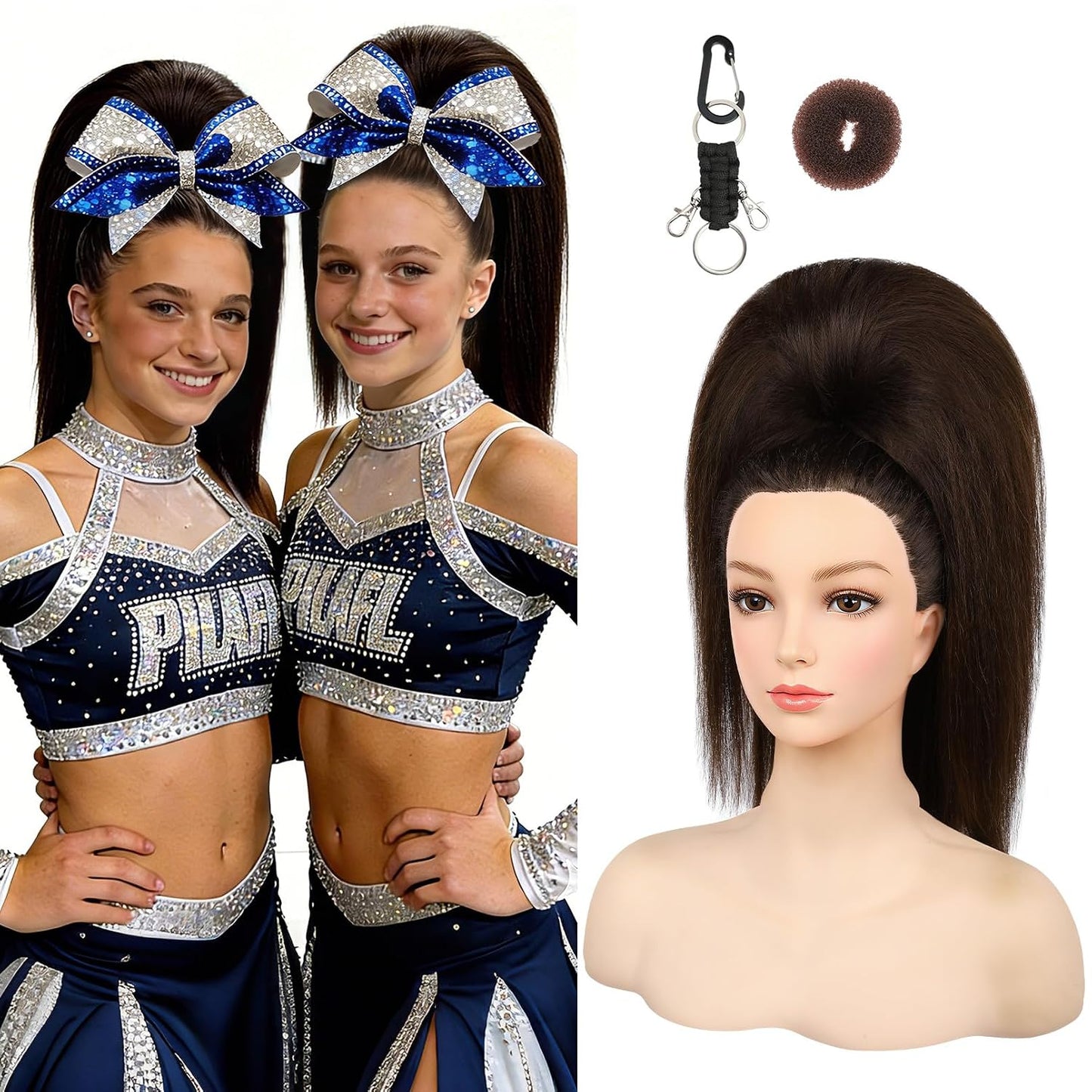 Cheer Ponytail Hair Piece - 100% Super Protein Fiber, Silky Smooth | 18" Fluffy Extension in Mocha Melt