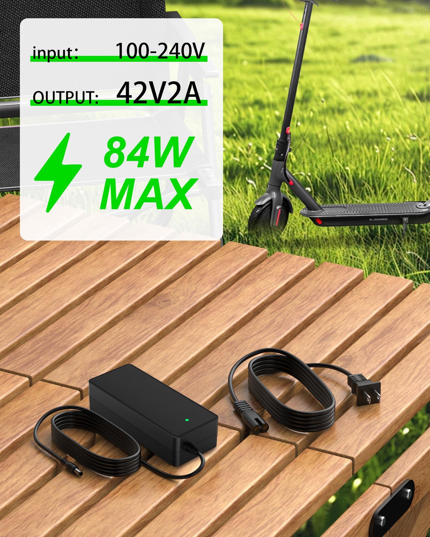 VHBW 42V for Hiboy Scooter Charger Compatible with Hiboy S2 Pro/S2 Lite/S2/KS4/KS4 Pro/NEX/NEX3/ Max/Max3/Max V2 36V Lithium-ion Battery