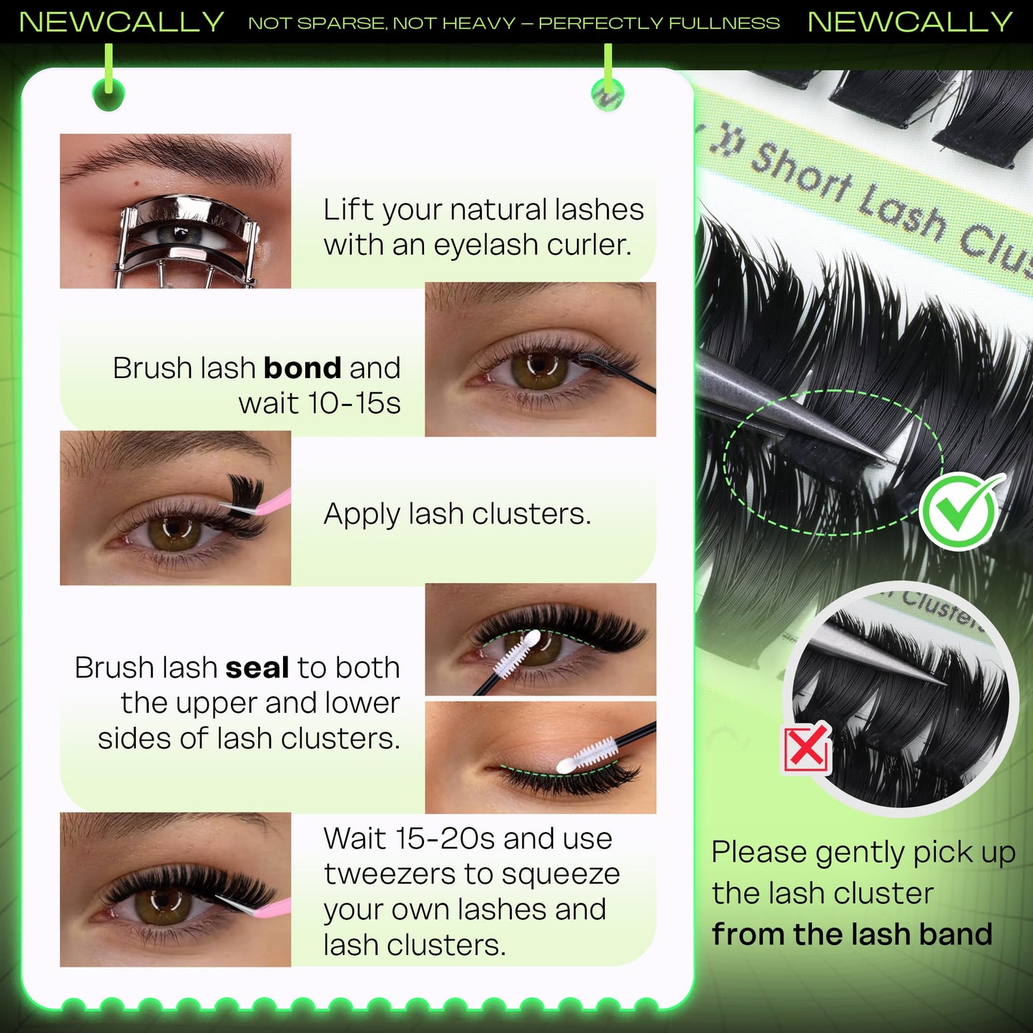 Fluffy Lash Clusters 8-12MM Short Cluster Eyelash Extensions Wispy Eyelash Clusters Thick Volume DIY Lash Extension Eye Lash Clusters Individual Lashes Cluster Lashes by Newcally