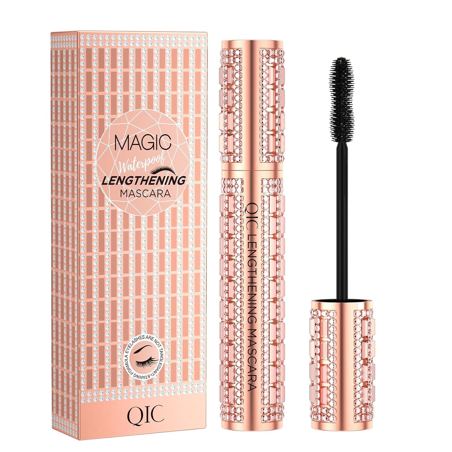 Waterproof Lengthening & Curling Mascara - Natural Fiber Formula for Long, Dense Lashes | Smudge-Proof, Black