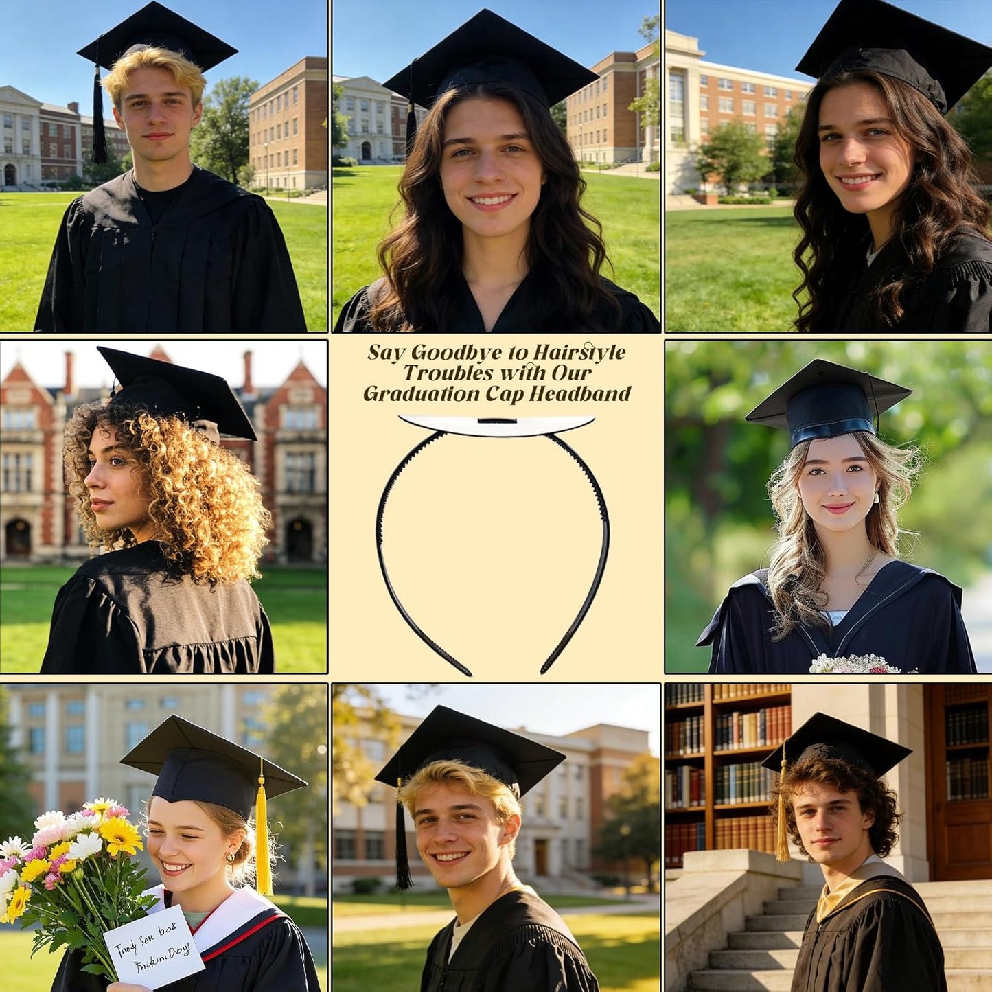 Graduation Cap Headband Stabilizer - Anti-Slip Hair Band for Women | Hat Accessory for Graduates & Students