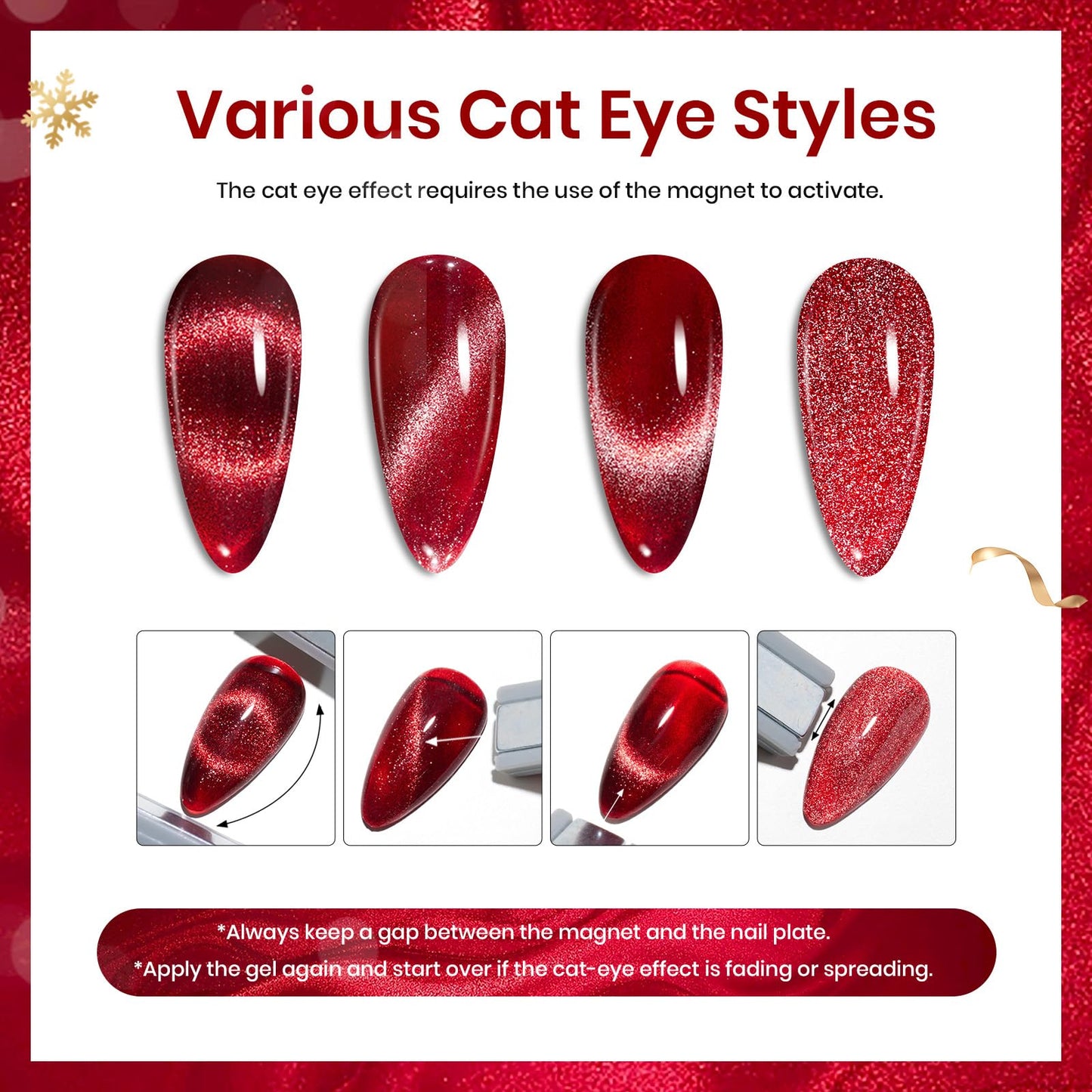 Beetles Fall Cat Eye Gel Nail Polish Set, 6 Colors Glitter Gel Polish Kit