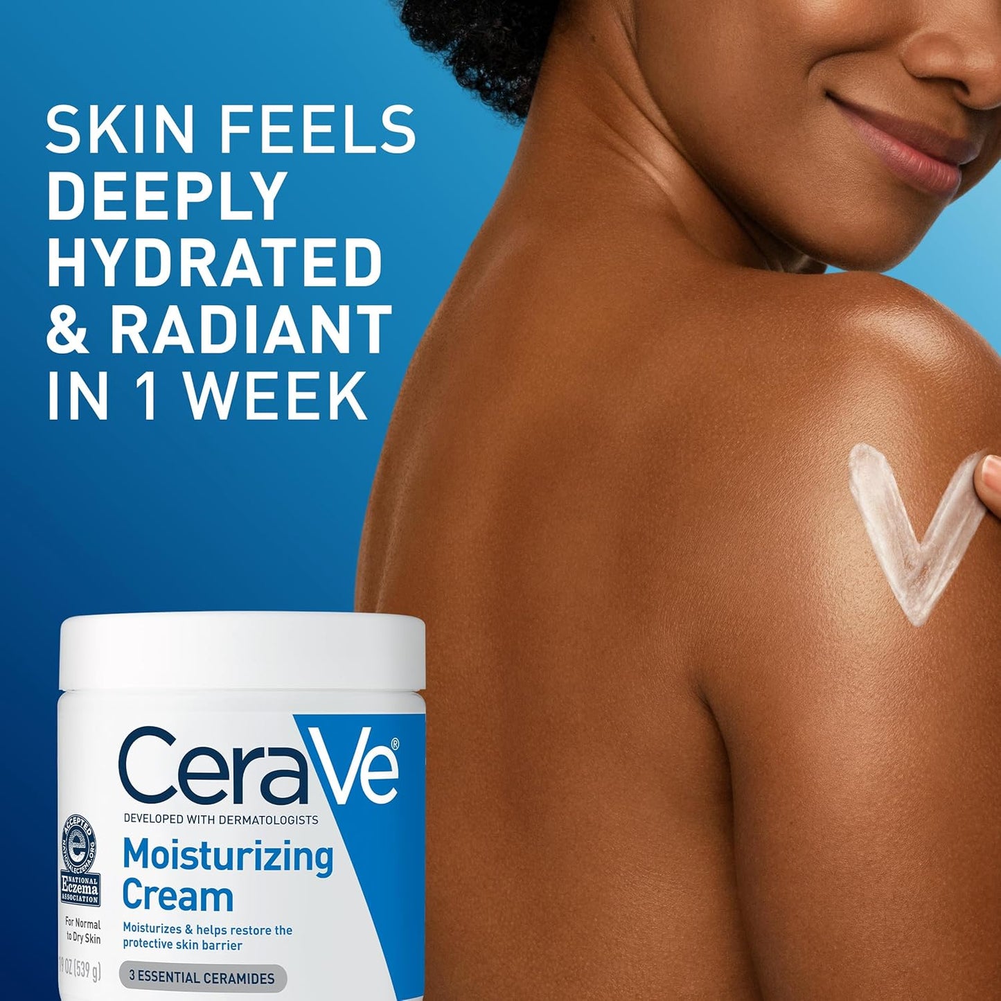 CeraVe Moisturizing Cream - Hydrating Body & Face Moisturizer with Hyaluronic Acid | 19 Ounce, Oil-Free, Fragrance-Free