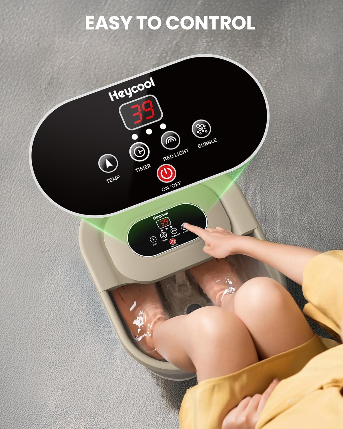 Heycool Collapsible Foot Spa - Bubble Bath Massager with 8 Rollers | Relaxation & Stress Relief